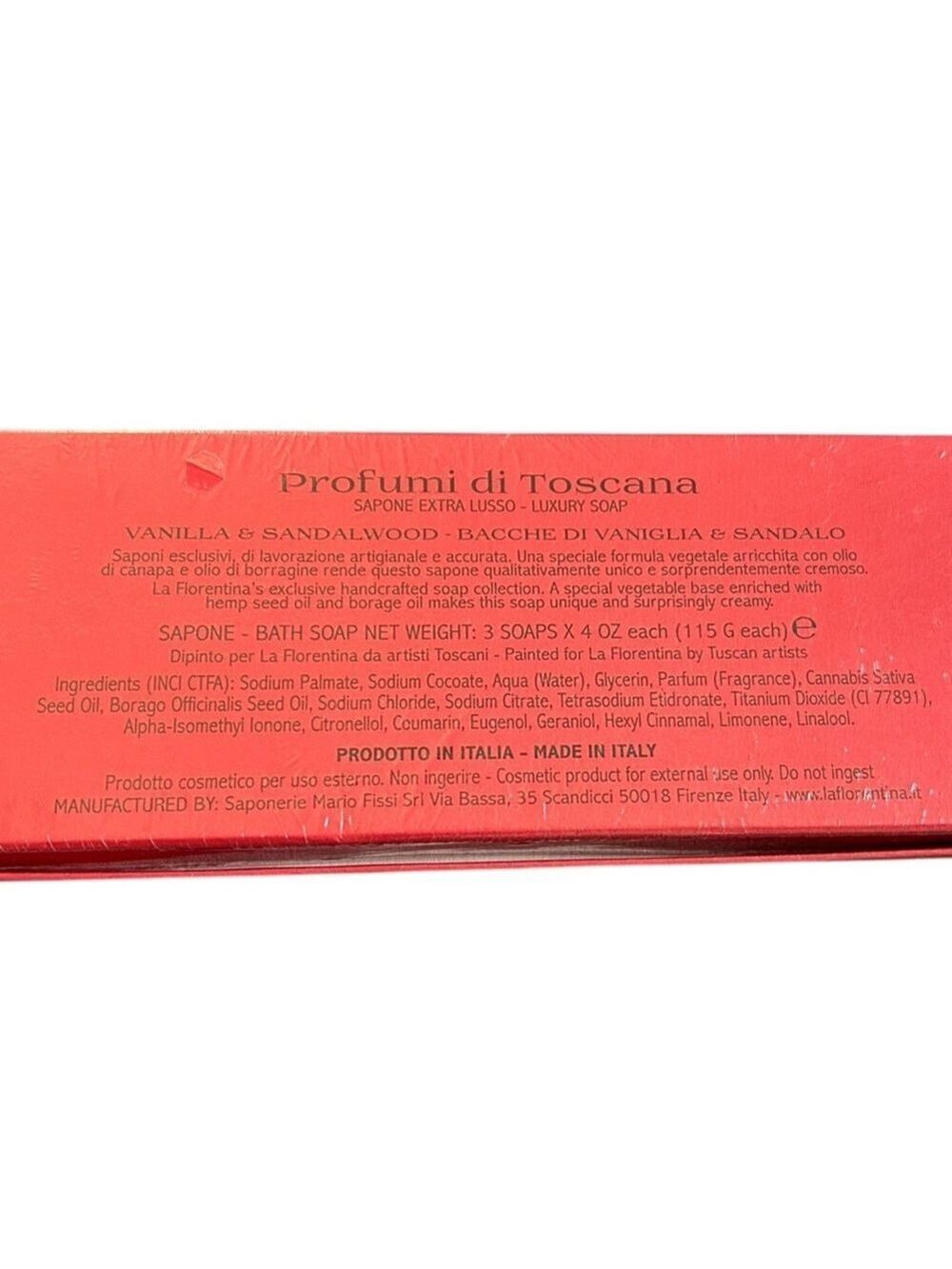 La Florentina Vanilla Sandlewood Bar Luxury Soap Set of 3 Made in Italy - Picture 6 of 7
